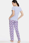 Zivame Pillow Fight Sweet Treat Knit Cotton Pyjama Set - Imperial Palace — thumbnail 3